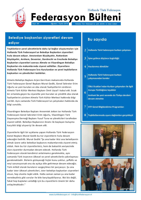 Bulletin van de Turkse Federatie Nederland, overkoepelend orgaan van de Grijze Wolven-verenigingen