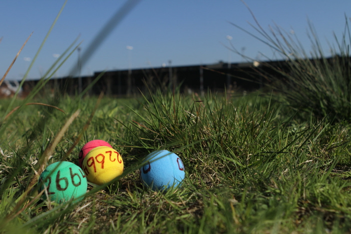 De tennisballen met het telefoonnummer erop.