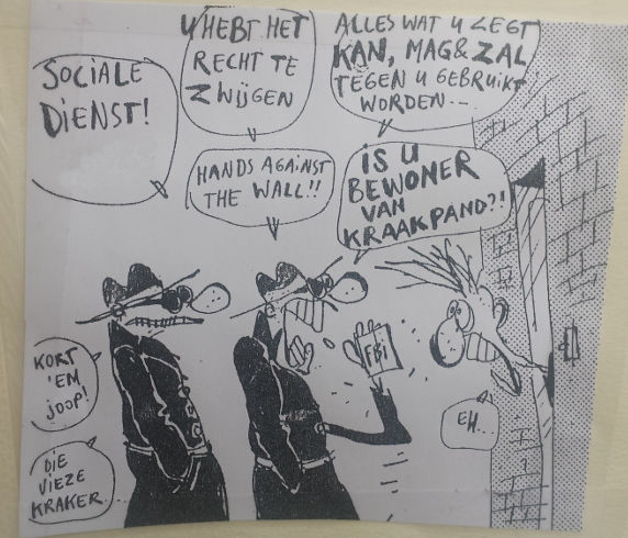 Op de expositie: een cartoon uit 1986.