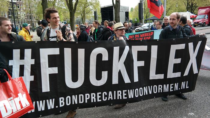 Spandoek van de Bond Precaire Woonvormen.