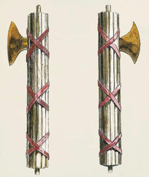 De "fasces” staan voor mannenmacht.