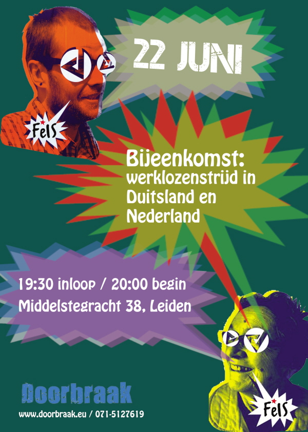 Voorkant van de flyer voor de Leidse bijeenkomst