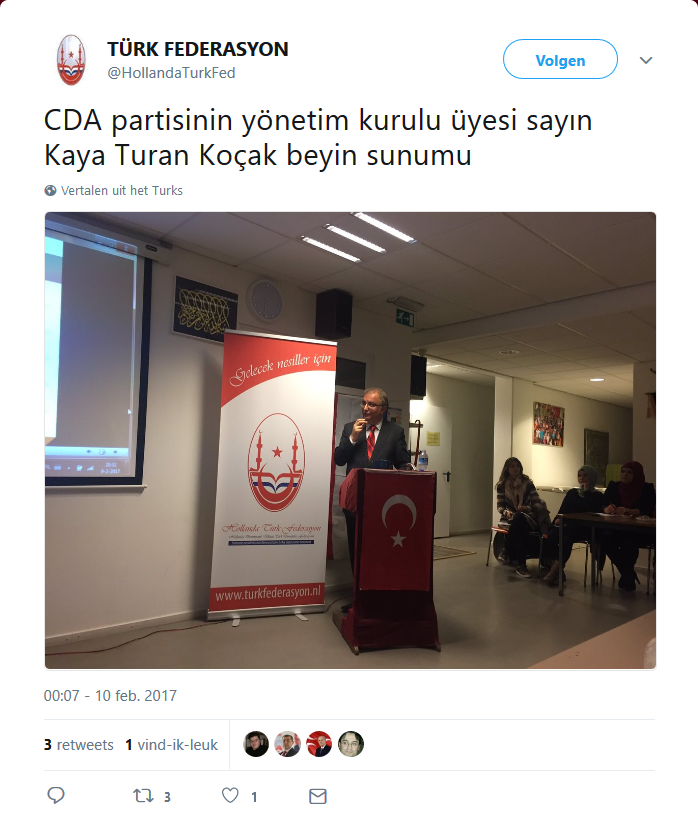 CDA-er Kaya Turan Koçak bij de Grijze Wolven.