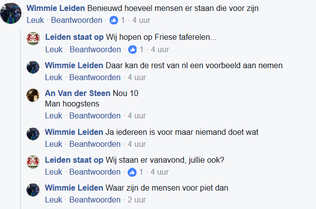 Teleurgestelde pietofielen op Facebook.