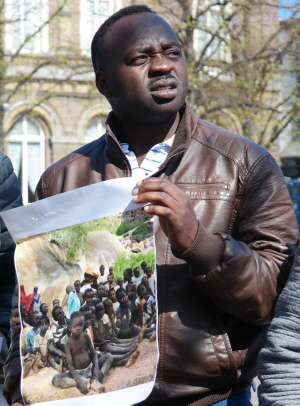 Protestor in front of parliament.