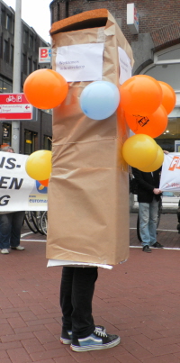 Werknemer in de uitverkoop bij de actie van 17 oktober.