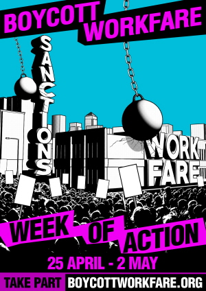 Poster van de internationale actieweek tegen dwangarbeid en sancties.