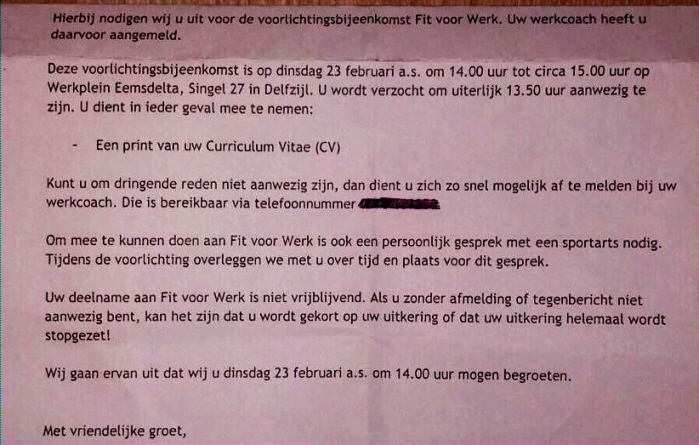 De brief (klik erop voor een iets leesbaarder versie).